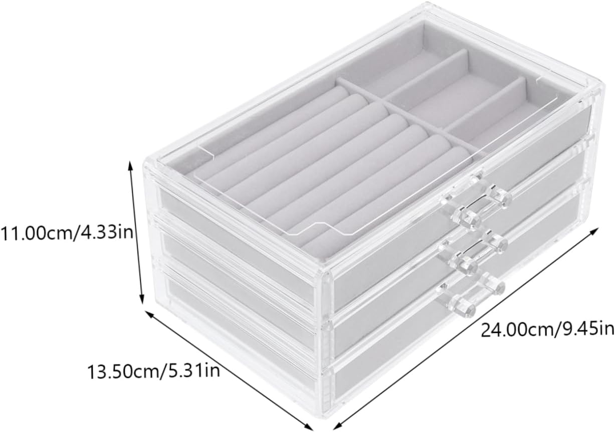 Jewelry Boxes Drawer Acrylic Trinket Organizer Lightweight Jewelry Storage for Home Shop Travel